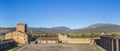 Panorama of the courtyard of the medieval castle in Ainsa