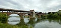 panorama covered bridge Pavia with the Ticino river Royalty Free Stock Photo