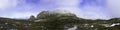 A panorama of a Cradle Mountain and Tasmania`s Overland Track Royalty Free Stock Photo