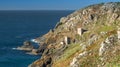 Panorama of Crowns Engine Houses at Botallack - Tin and Copper mine in Cornwall England.