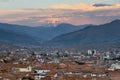 Panorama of Cusco at sunset, Peru Royalty Free Stock Photo