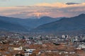 Panorama of Cusco at sunset, Peru