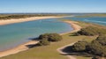 Panorama from the cycleway and walk path along ... Royalty Free Stock Photo