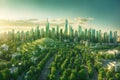 panorama 3d green city cityline. ai generative