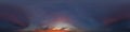 Panorama of a dark blue sunset sky with pink Cumulus clouds. Seamless hdr 360 panorama in spherical equiangular format Royalty Free Stock Photo