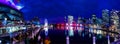 Panorama of Darling harbour night scene Royalty Free Stock Photo