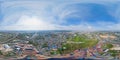 360 panorama by 180 degrees angle seamless panorama of aerial of container cargo ship in the export and import business and