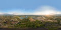 360 panorama by 180 degrees angle seamless panorama of aerial view of hotel resort with green mountain hill. Nature landscape Royalty Free Stock Photo