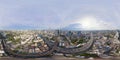 360 panorama by 180 degrees angle seamless panorama of aerial view of Victory Monument on street road in Bangkok Downtown Skyline