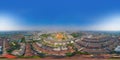 360 panorama by 180 degrees angle seamless panorama of aerial top view of National Fo Guang Shan Thaihua Temple in Bangkok