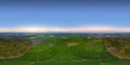 360 panorama by 180 degrees angle seamless panorama view of aerial top view of Paddy rice, agricultural fields in countryside or Royalty Free Stock Photo