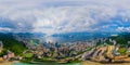 360 panorama by 180 degrees angle seamless panorama view of aerial view of Hong Kong Downtown. Financial district and business Royalty Free Stock Photo