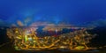 360 panorama by 180 degrees angle seamless panorama view of aerial view of Hong Kong Downtown. Financial district and business Royalty Free Stock Photo