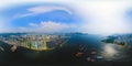 360 panorama by 180 degrees angle seamless panorama view of aerial view of Hong Kong Downtown. Financial district and business Royalty Free Stock Photo