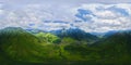 360 panorama by 180 degrees angle seamless panorama view of Fansipan mountain with paddy rice terraces, green agricultural fields Royalty Free Stock Photo