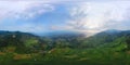 360 panorama by 180 degrees angle seamless panorama view of paddy rice terraces, green agricultural fields in rural area of Mu Royalty Free Stock Photo