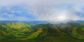 360 panorama by 180 degrees angle seamless panorama view of paddy rice terraces, green agricultural fields in rural area of Mu Royalty Free Stock Photo