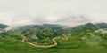 360 panorama by 180 degrees angle seamless panorama view of paddy rice terraces, green agricultural fields in rural area of Mu Royalty Free Stock Photo