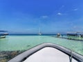 Panorama del mar en la isla de tintipan en el archipielago de San Bernardo en el Caribe colombiano. Sucre, Colombia