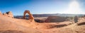 Panorama of Delicate Arch at Arches National Park, Utah Royalty Free Stock Photo