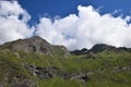 Panorama delle Alpi, Montagna con Cielo Blu e Nuvole Bianche