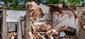 Panorama of a demolition house demolition construction industry Royalty Free Stock Photo