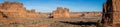 A panorama of the desert landscape of Arches National Park on a sunny day Royalty Free Stock Photo