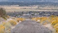 Panorama Dirt road with boom overlooking the Utah Valley