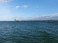 Panorama of diving gondola or diving bell at the pier in Zingst on DarÃ Royalty Free Stock Photo
