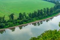 Panorama of the Dniester River. Landscape with canyon, forest and a river in front Royalty Free Stock Photo