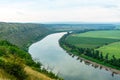 Panorama of the Dniester River. Landscape with canyon, forest and a river in front Royalty Free Stock Photo