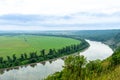 Panorama of the Dniester River. Landscape with canyon, forest and a river in front Royalty Free Stock Photo