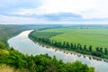 Panorama of the Dniester River. Landscape with canyon, forest and a river in front Royalty Free Stock Photo