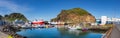 Panorama of the dock - harbour of Vestmannaeyjar, Westman island in Iceland Royalty Free Stock Photo