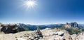 Panorama Dolomites mountain landscape near Passo Sella