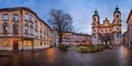 Panorama of Domplatz Square and Saint Jacob Cathedral , Innsbruck Royalty Free Stock Photo