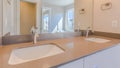 Panorama Double sink vanity inside the modern bathroom of a new house