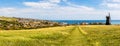 A panorama down Beacon Hill towards the town of Rottingdean, Sussex, UK