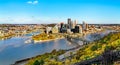 Panorama of Downtown Pittsburgh, known as the Golden Triangle. Pennsylvania, USA Royalty Free Stock Photo