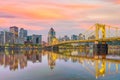 Panorama of downtown Pittsburgh at twilight Royalty Free Stock Photo