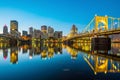 Panorama of downtown Pittsburgh at twilight Royalty Free Stock Photo