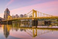 Panorama of downtown Pittsburgh at twilight Royalty Free Stock Photo