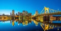 Panorama of downtown Pittsburgh at twilight Royalty Free Stock Photo