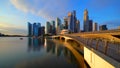 Panorama of Downtown Singapore city in Marina Bay area and reflection. Financial district and skyscraper buildings at sunset Royalty Free Stock Photo