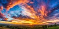 Panorama of dramatic evening sky during sunset Royalty Free Stock Photo