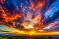 Panorama of dramatic evening sky during sunset Royalty Free Stock Photo
