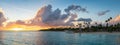Panorama of dramatic sunset at Bayahibe Beach, La Romana, Dominican republic Royalty Free Stock Photo