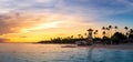 Panorama of dramatic sunset at Bayahibe Beach, La Romana, Dominican republic Royalty Free Stock Photo