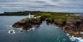 Panorama drone landscape view of Fanad Head Lighthouse and Peninsula on the northern coast of Ireland