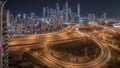 Dubai Marina highway intersection spaghetti junction night timelapse Royalty Free Stock Photo